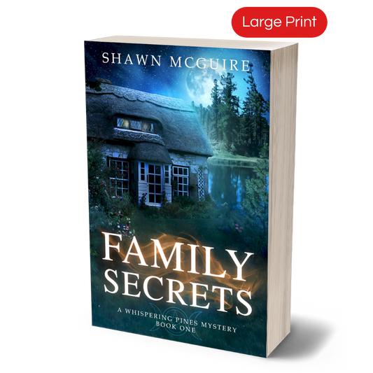 Cover of Shawn McGuire's witchy cozy murder mystery series set in Whispering Pines, featuring natural woodland elements and a mysterious ambiance.